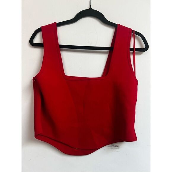 L'agence Women's Scarlet Red Gold Saga Knit Sleeveless Corset Top Size XL NWOT - Picture 9 of 16